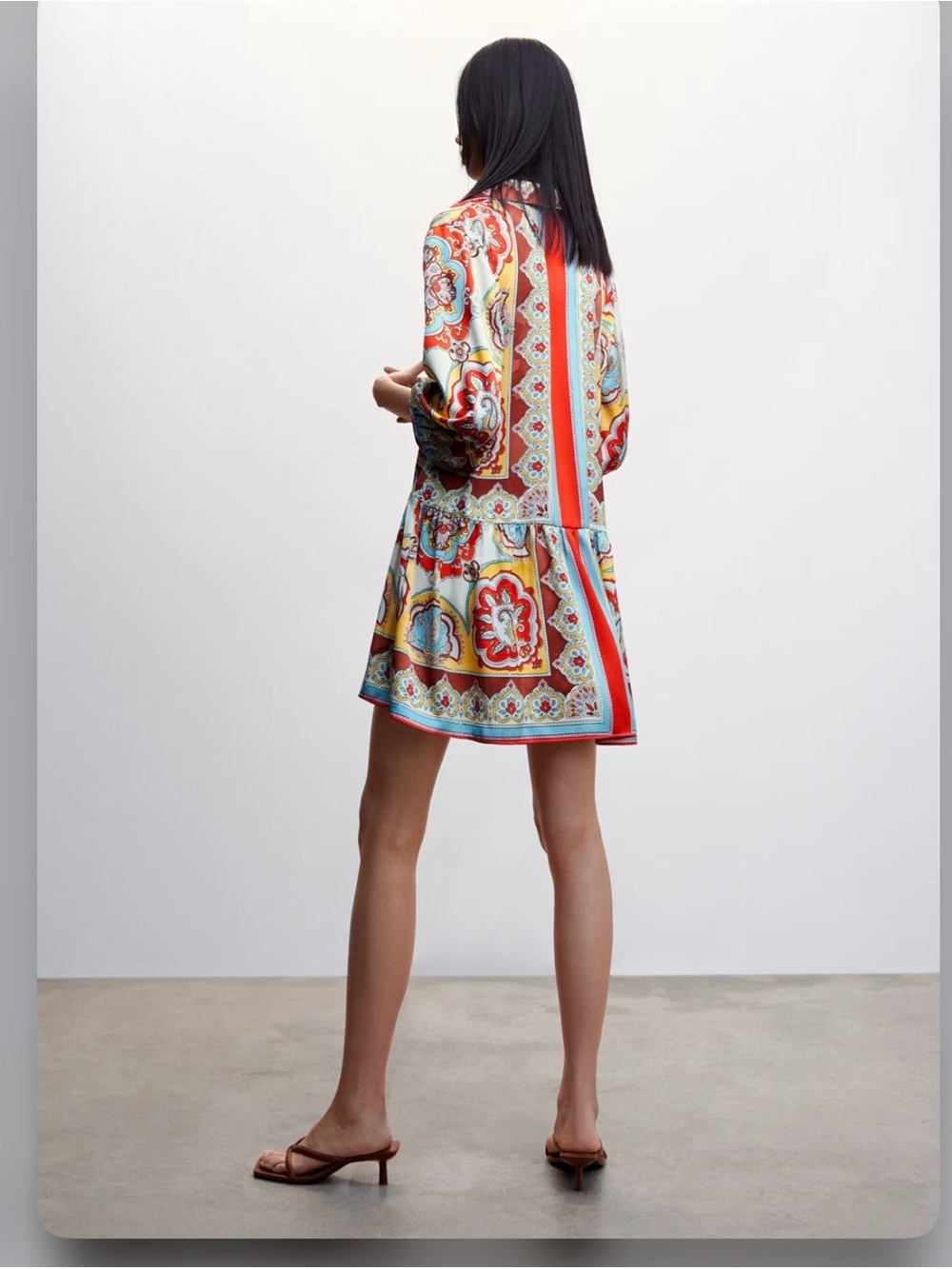 Mango Multi-Color Tile-Print Mini Dress - Picture 2 of 4